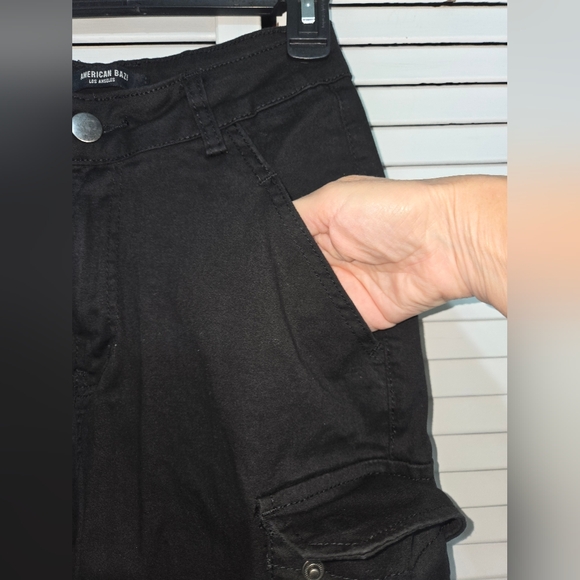 American Bazi Women's S Black High Waisted Cargo Pants - Picture 3 of 12